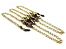 Goldfarbene Brillenkette mit Perlen aus geschliffenem Kristallglas