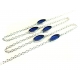 Silberfarbene Brillenkette mit blauen ovalen Glasperlen von maxmuc
