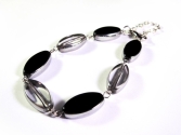 Armband mit Glasperlen in schwarz und transparent - Glasschmuck
