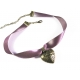Lila Halsband mit filigranem Trachtenherz in bronze - Trachtenschmuck Dirndlschmuck