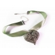 Grünes Halsband Kropfband mit großem filigranen silber Trachtenherz - Trachtenschmuck Dirndlschmuck