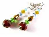 Lange bunte Ohrclips Ohrhänger CLIPS aus geschliffenen Glasperlen - Bunter Glasschmuck