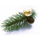 Braun- cremefarbene Weihnacht Haarspange m. Tannenzweig und Kugeln - Haarschmuck