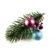 Kleine grün, pink blaue Weihnachts Haarspange mit Tannenzweig und Weihnachtskugel - Weihnachten Haarschmuck
