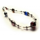 Filigrane Halskette 46cm mit farbigen Kristallglasperlen und Tibetsilber - Bunter Glasschmuck