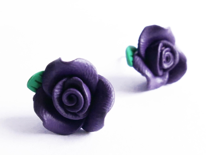 Violette Rosen Ohrstecker - Trachtenschmuck Dirndlschmuck