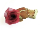 Haarspange mit Rinde und roter Rose UNIKAT - Haarspange Haarschmuck