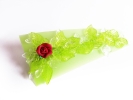 Grüne Haarspange mit kleinen Blättern und roter Rose UNIKAT - Haarspange Haarschmuck