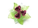 Dirndl Ring mit pinken Rosen und grünen transparenten Blättern - Trachtenschmuck Dirndlschmuck