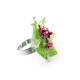 Dirndl Ring mit pinken Rosen und grünen transparenten Blättern - Trachtenschmuck Dirndlschmuck