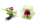 Pinke Rosen Ohrclips mit grünem Blatt Dirndl Ohrclips mit Rose - Trachtenschmuck Dirndlschmuck