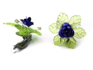 Blaue Rosen Ohrclips mit grünem Blatt Blaue Dirndl Ohrclips mit blauer Rose - Trachtenschmuck Dirndlschmuck