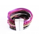 Pink schwarzes Unikat Stoffarmband mit breitem Magnetverschluss - Wickelarmband aus Stoff
