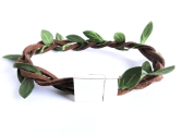 Grün braunes Stoffarmband mit hellsilberfarben Magnetverschluss - Wickelarmband aus Stoff