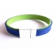 Blau grünes Stoffarmband mit hellsilber Magnetverschluss - Armband aus Wildlederimitat