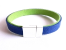 Blau grünes Stoffarmband mit hellsilber Magnetverschluss - Armband aus Wildlederimitat