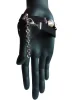 Schwarzes Lederarmband mit schillernden Rivoli und Kunstleder - Veganes Lederarmband