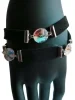 Schwarzes Lederarmband mit schillernden Rivoli und Kunstleder - Veganes Lederarmband