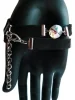 Schwarzes Lederarmband mit schillernden Rivoli und Kunstleder - Veganes Lederarmband