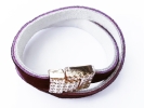 Bordeaux Fellarmband mit rosegold Strass Magnetverschluss - Wickelarmband Lederarmband