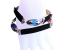 Schwarzes Lederarmband mit geschliffenen Glasperlen und Kunstleder - Veganes Lederarmband