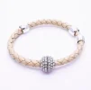 Creme Lederarmband mit Strass Magnetverschluss Kunstleder - Veganes Lederarmband