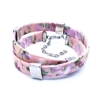 Geblümtes rosa Stoffarmband mit silber Schiebeperlen - Wickelkarmband aus Stoff