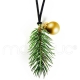 Weihnachtliche Kette mit grünemTannenzweig und Christbaumkugel - Lange weihnachtliche Kette