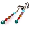 Bronzefarbene Ohrhänger / Ohrclips mit Glas - bunter Glasschmuck