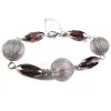 Lila Armband / Armkette mit Kristallglasperlen und Drahtperlen - Glasschmuck