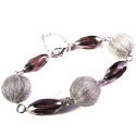 Amethystfarbenes Armband mit Glasperlen und Drahtperlen - Glasschmuck