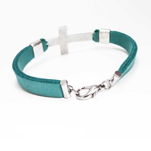 Armband mit Strasskreuz und synthet. Wildleder - Lederarmband mit Strass