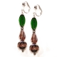 Barocke Ohrhänger / Ohrclips in grün und amethystfarben aus Glas