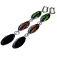 Lange braun grün schwarze Ohrhänger aus Kristallglas - Glasschmuck