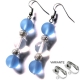 Ohrringe mit Mondstein blauen Glasperlen und Silberkugeln