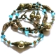 Gold bronze Schmuckset mit türkis aus Ohrringen Halskette und Armband - Bronze Schmuckset