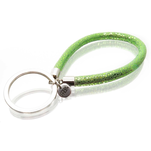 Smaragdgrüner glitzer Schlüsselanhänger mit Kunstleder und Edelstahl