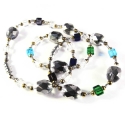 Schmuckset aus Halskette und Armreif mit farbigen Glas- und Metallperlen - Glasschmuck