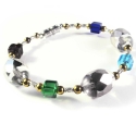 Armreif mit bunten und transparent-silberfarben Glasperlen - bunter Glasschmuck