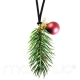 Weihnachtliche Kette mit grünemTannenzweig und Christbaumkugel - Lange weihnachtliche Kette