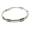 'DOT' by maxmuc Lederarmband Cappuccino Pearl mit Edelstahlperlen