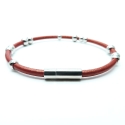 'DOT' by maxmuc Lederarmband Burgundy Pearl mit Edelstahlperlen