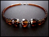 Kurzes Collier aus braun silberfarbenen Glasperlen - Glasschmuck