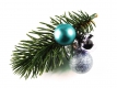 Haarspange Weihnachten mit Tannenzweig und blauer Kugel - Weihnachten Haarschmuck