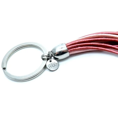 'DOT' by maxmuc Schlüsselanhänger Burgundy Rose Pearl mit Edelstahlperlen