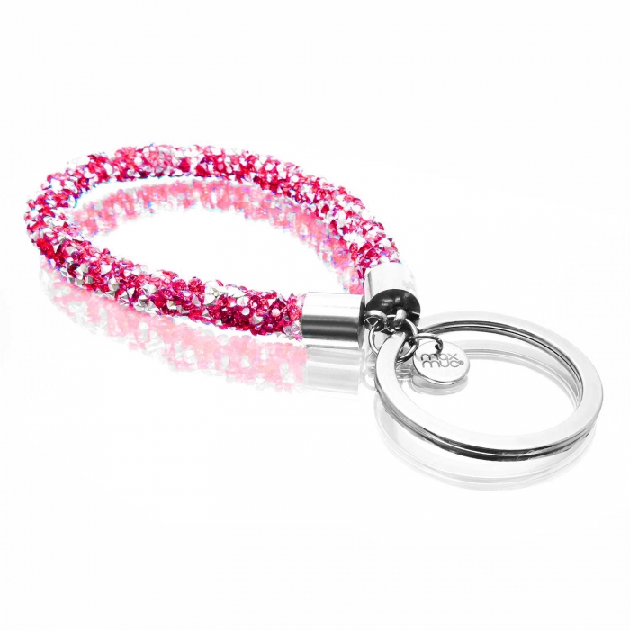 Pink glitzer Schlaufen Schlüsselanhänger mit Edelstahl