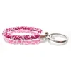 Pink glitzer Schlaufen Schlüsselanhänger mit Edelstahl