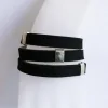 Dreifach gewickeltes Wickelarmband in schwarz und grau aus Kunstleder - Veganes Lederarmband