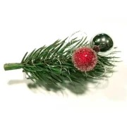 Weihnachts Clip mit Tannenzweig und Weihnachtskugel zum Anstecken 