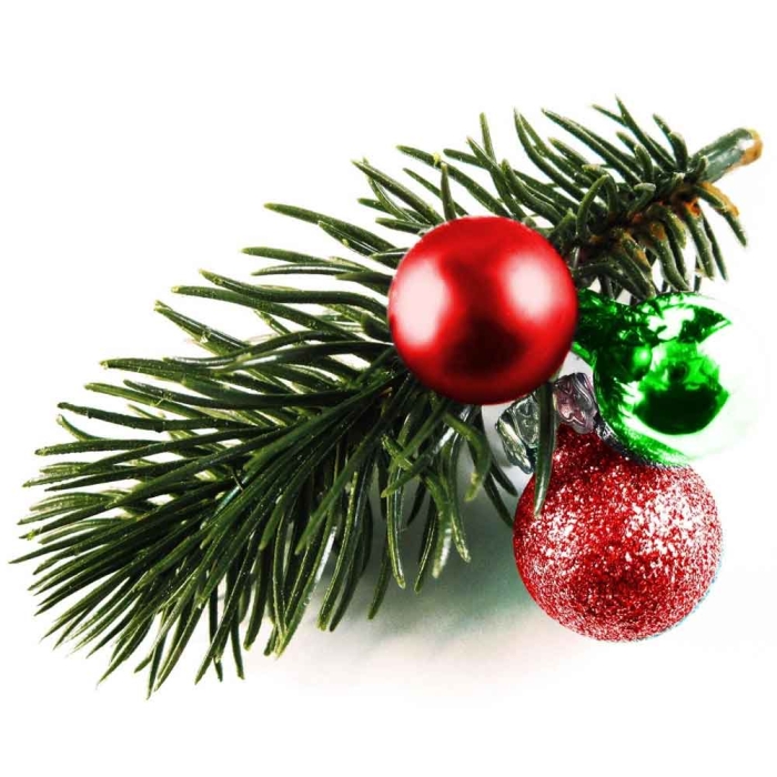 Rot-grüne Haarspange Weihnachten mit Tannenzweig und Kugeln - Weihnachten Haarschmuck